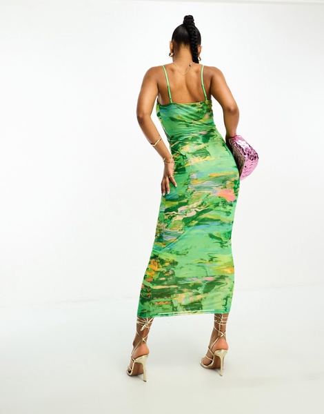 AFRM Keefa key hole midi dress in green