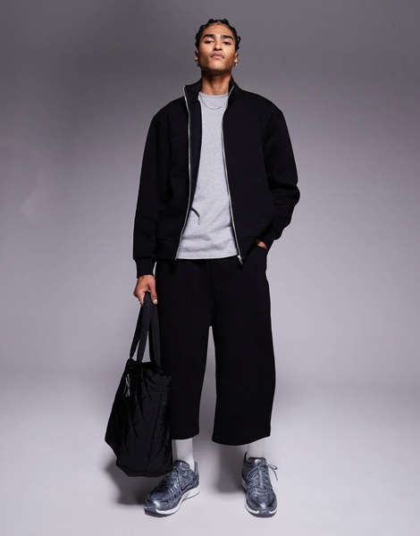 ASOS DESIGN oversized zip up jersey track jacket in black - part of a set