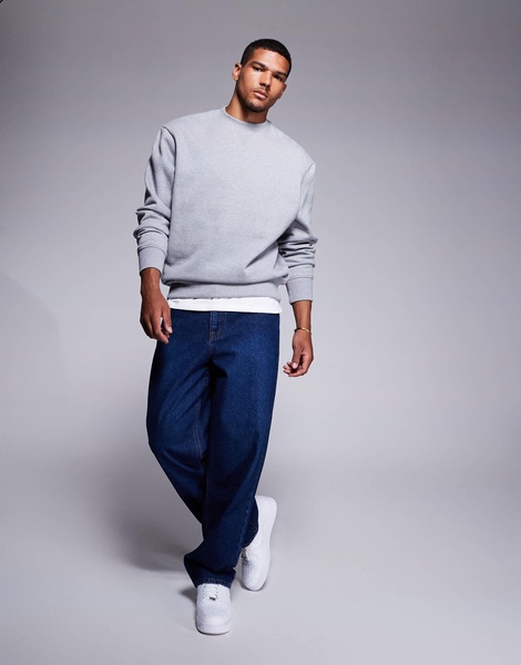 ASOS DESIGN premium heavyweight oversized sweatshirt 400gsm in heather gray