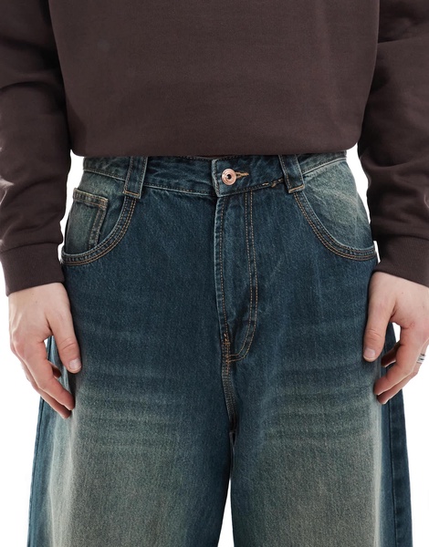 Bershka mega baggy jeans in blue wash