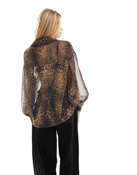 ASOS DESIGN chiffon blouse in leopard print