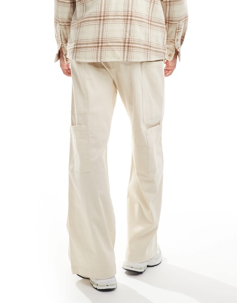 ADPT wide fit pull-on cargo pants in off-white