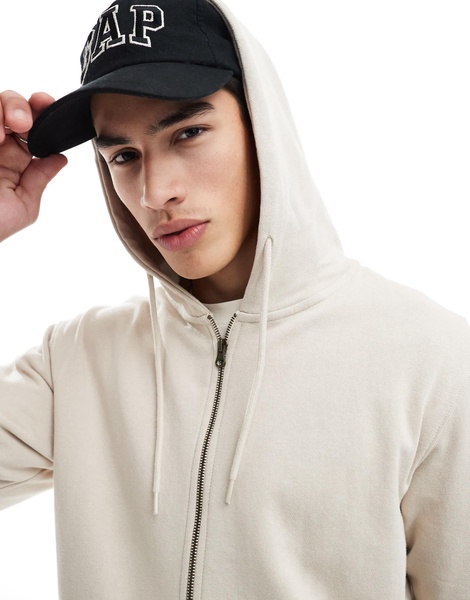 Jack & Jones super oversized zip hoodie in cream