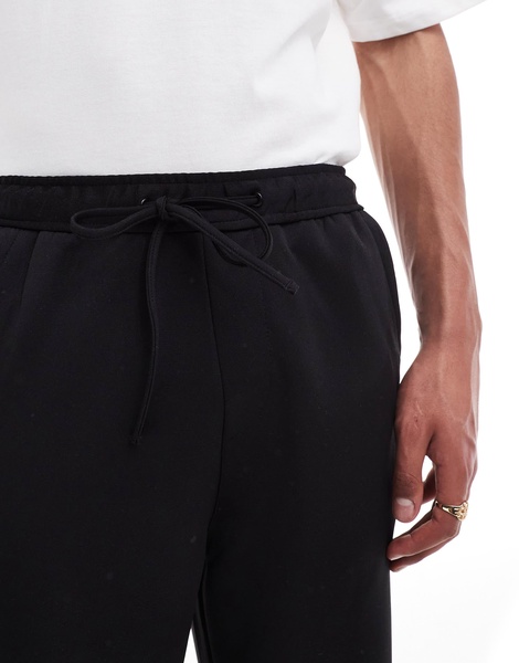 Bershka smart wide leg sweatpants in black