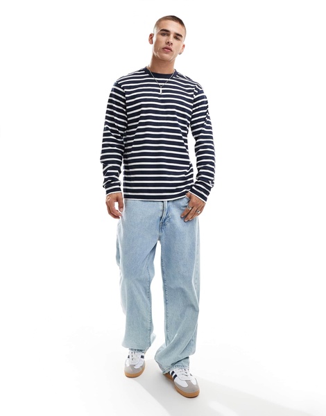 Another Influence relaxed fit striped t-shirt in navy