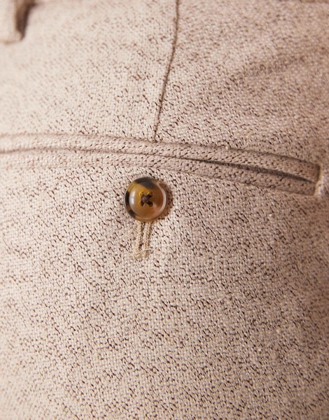 ASOS DESIGN smart tapered fit wool mix pants with coin pocket in ecru slub