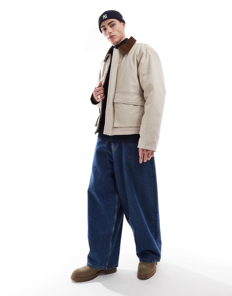 Jack & Jones cotton carpenter jacket with pockets in beige