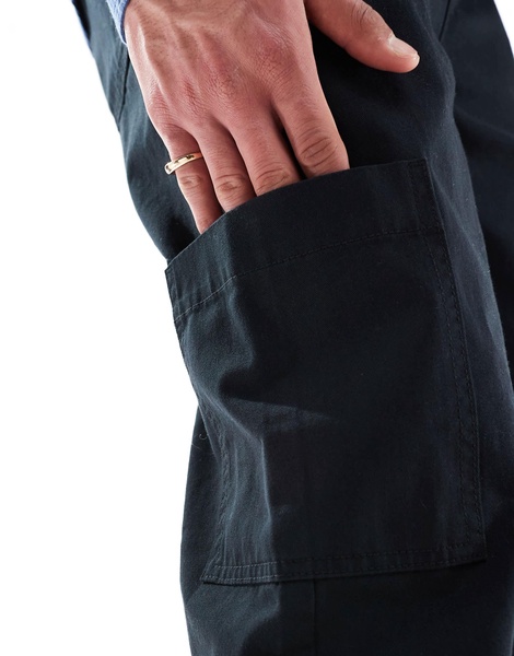 ASOS DESIGN straight leg cargo pants in black