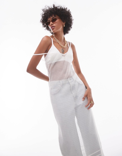 Topshop sheer lace maxi dress in ivory