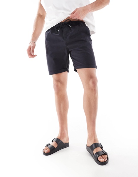 Brave Soul chino shorts with drawstring waist in navy