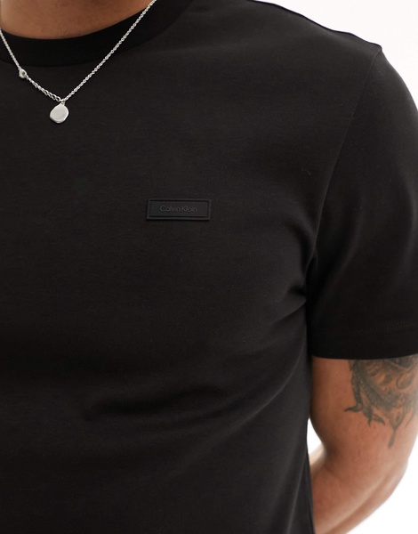 Calvin Klein color block interlock T-shirt in black