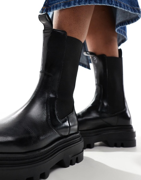 AllSaints Alex leather chunky chelsea boots in black