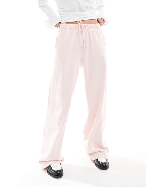 Bershka wide leg sweatpants in pale pink