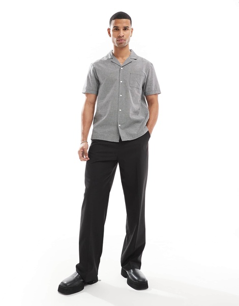 Another Influence gingham check short sleeve shirt in charcoal