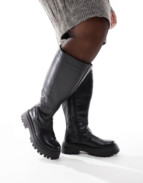 ASOS DESIGN Curve Corey chunky knee boot in black