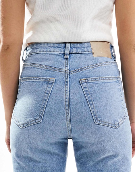 Bershka comfort fit mom jeans in light blue