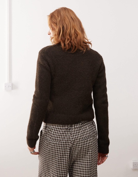 Weekday Odora wool blend zip cardigan in brown