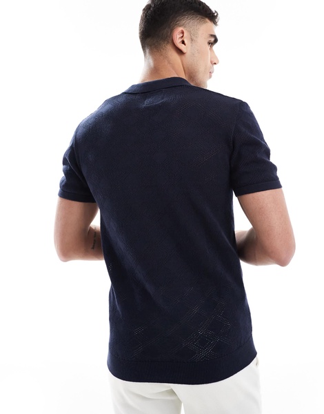 Brave Soul knit polo shirt in navy