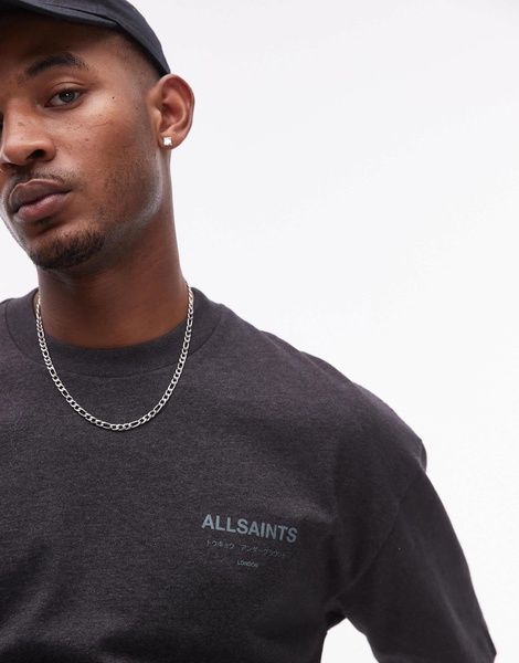 AllSaints Underground oversized T-shirt in dark gray heather