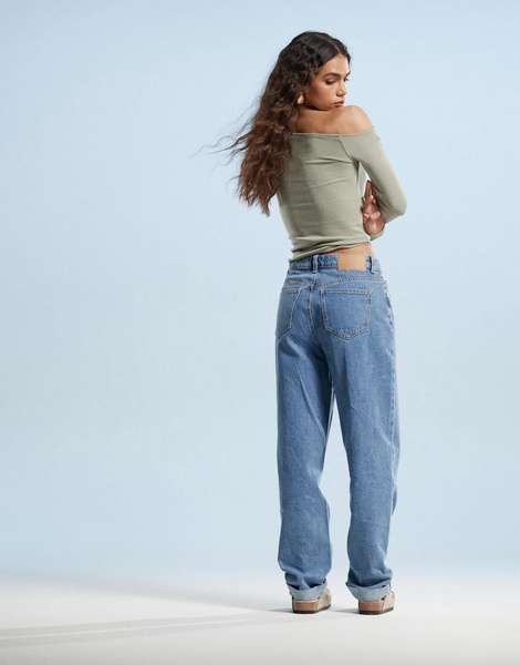 ASOS DESIGN high rise relaxed mom jeans in clean blue