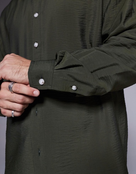 ASOS DESIGN oversized boxy textured shirt in brown