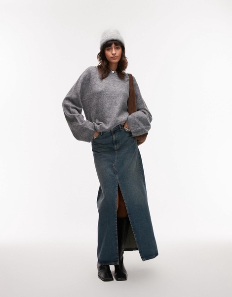 ARKET super soft alpaca wool blend relaxed sweater in gray