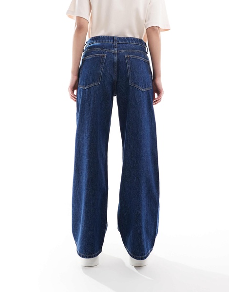 ASOS DESIGN slouchy wide leg jeans in mid blue