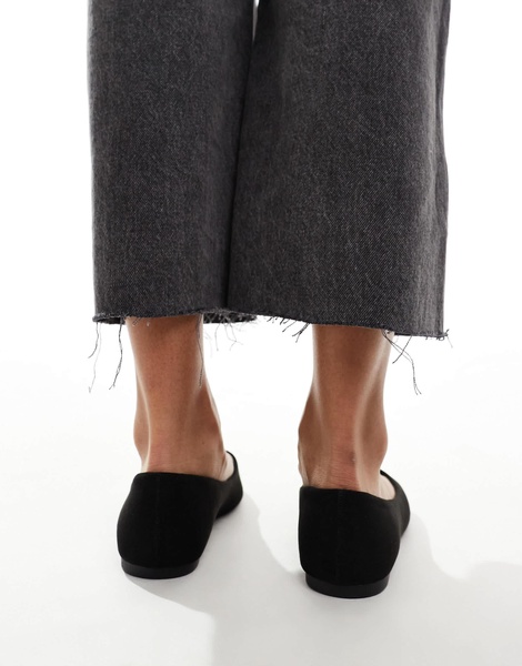 ASOS DESIGN Lucky pointed ballet flats in black suedette