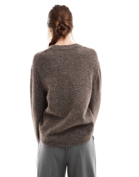 & Other Stories alpaca and wool blend fluffy knit sweater in dark mole