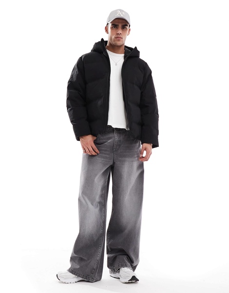 Jack & Jones short down puffer jacket in black