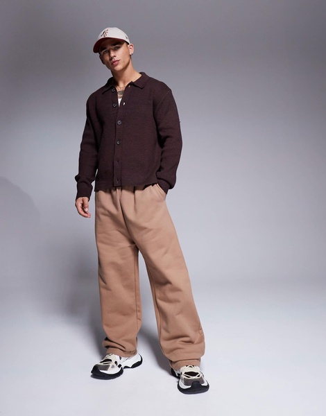 ASOS DESIGN premium heavyweight wide leg sweatpants 400gsm in light brown