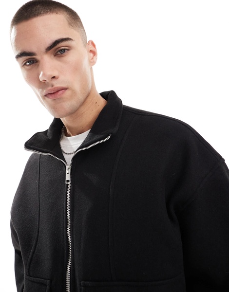 Bershka harrington tailored jacket in black