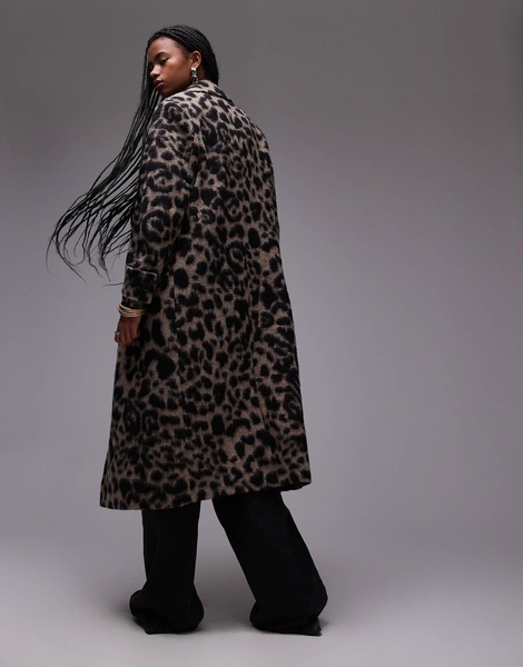 AllSaints Mabel wool blend coat in leopard