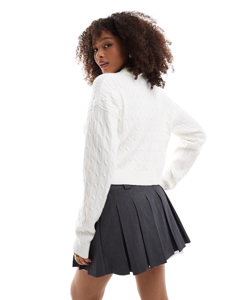 Bershka cable knit teddy bear sweater in ecru