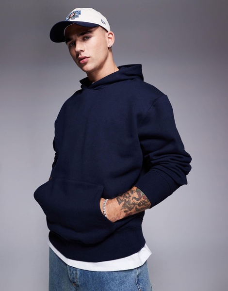 ASOS DESIGN premium heavyweight oversized hoodie in navy