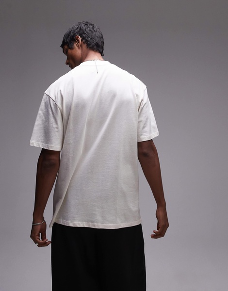 Topman oversized fit t-shirt with Tokyo street print in washed stone