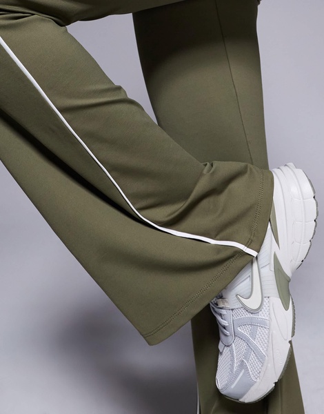 ASOS DESIGN contrast binding flare leggings in olive - part of a set