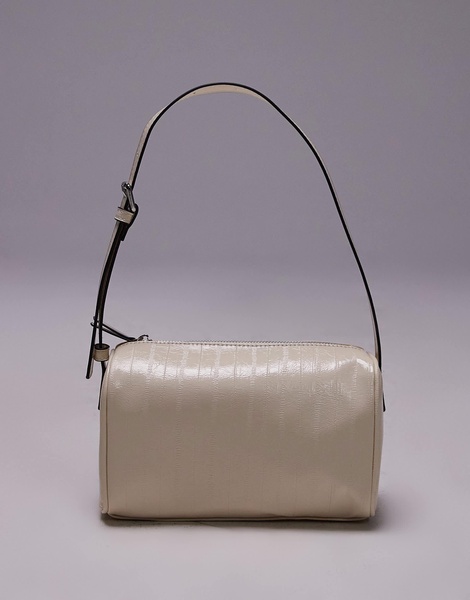 Topshop Sullivan barrel shoulder bag in off white