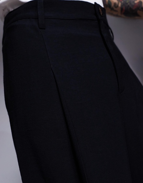 ASOS DESIGN smart wide leg pants with front pleat in black