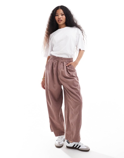 ASOS DESIGN Petite cord balloon pants in mink