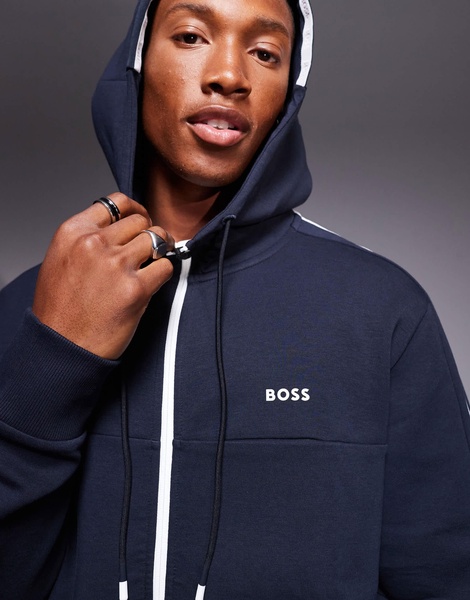 BOSS Green Saggy full zip hoodie regular fit in navy - part of a set