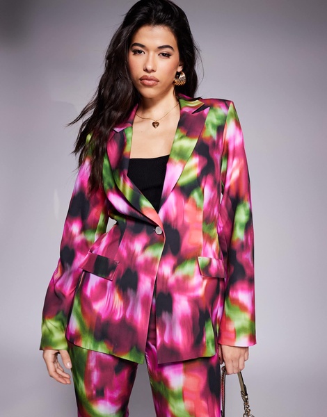 ASOS LUXE tailored blazer in dark blurred floral print - part of a set