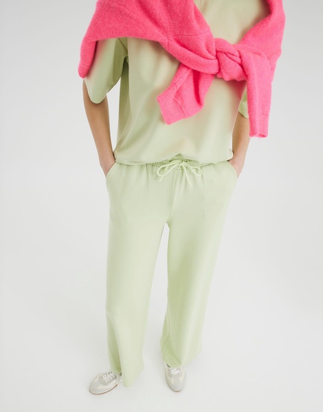 River island high waisted wide leg sweatpants in green