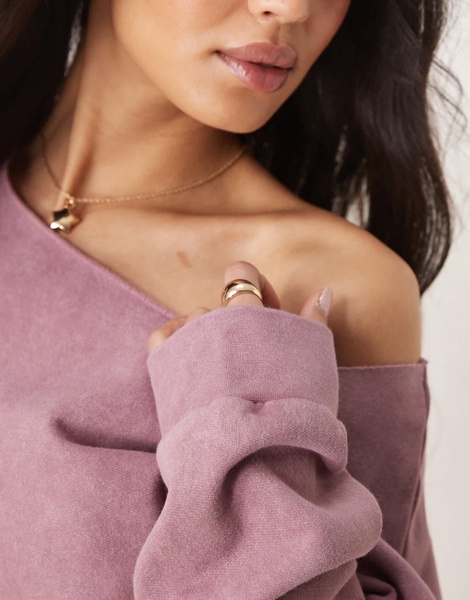 ASOS DESIGN off-shoulder sweatshirt in washed purple