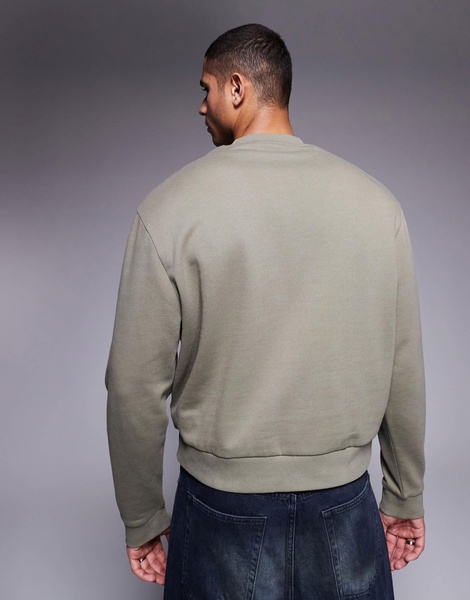 ASOS DESIGN essential boxy oversized sweatshirt in khaki