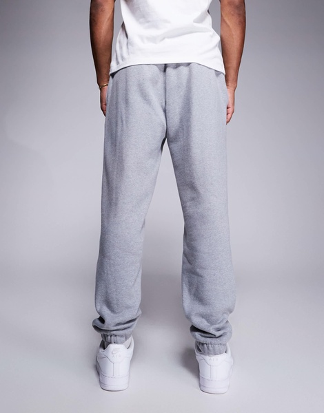 ASOS DESIGN premium heavyweight tapered joggers 400gsm in heather gray