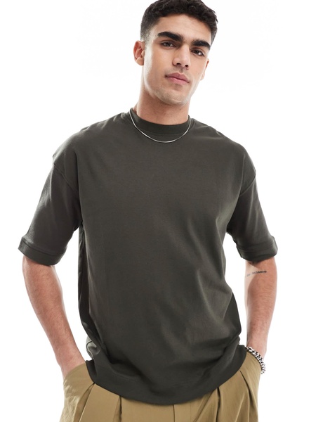 Brave Soul short sleeve premium T-shirt 300 gsm in khaki