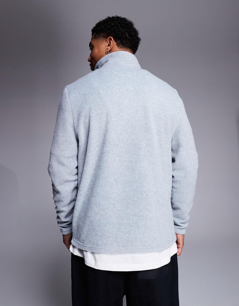 ASOS DESIGN quarter zip fleece sweatshirt in gray heather