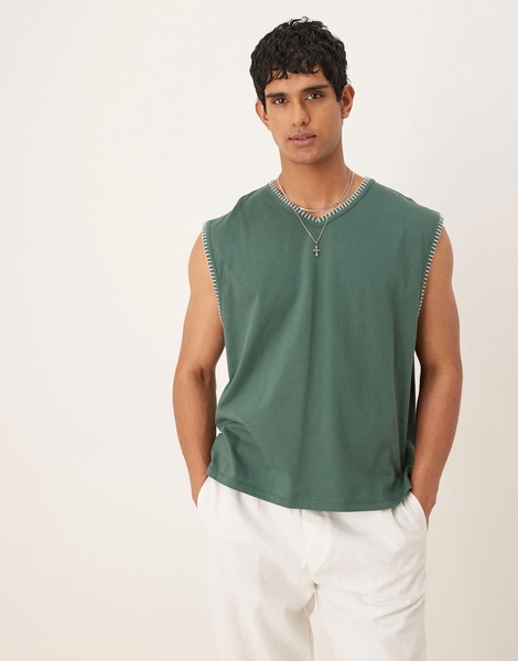 ASOS DESIGN oversized tank top in green
