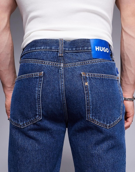 HUGO BLUE Jonah straight fit jeans in mid blue